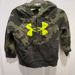 Under Armour Kids Hoodie - Olive Camo and Neon Yellow